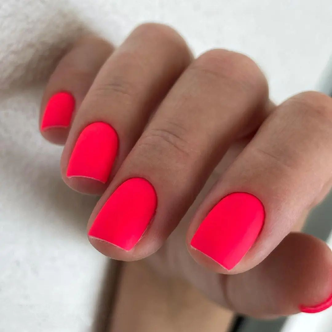 Vivid Crimson Fluorescent Nail Art