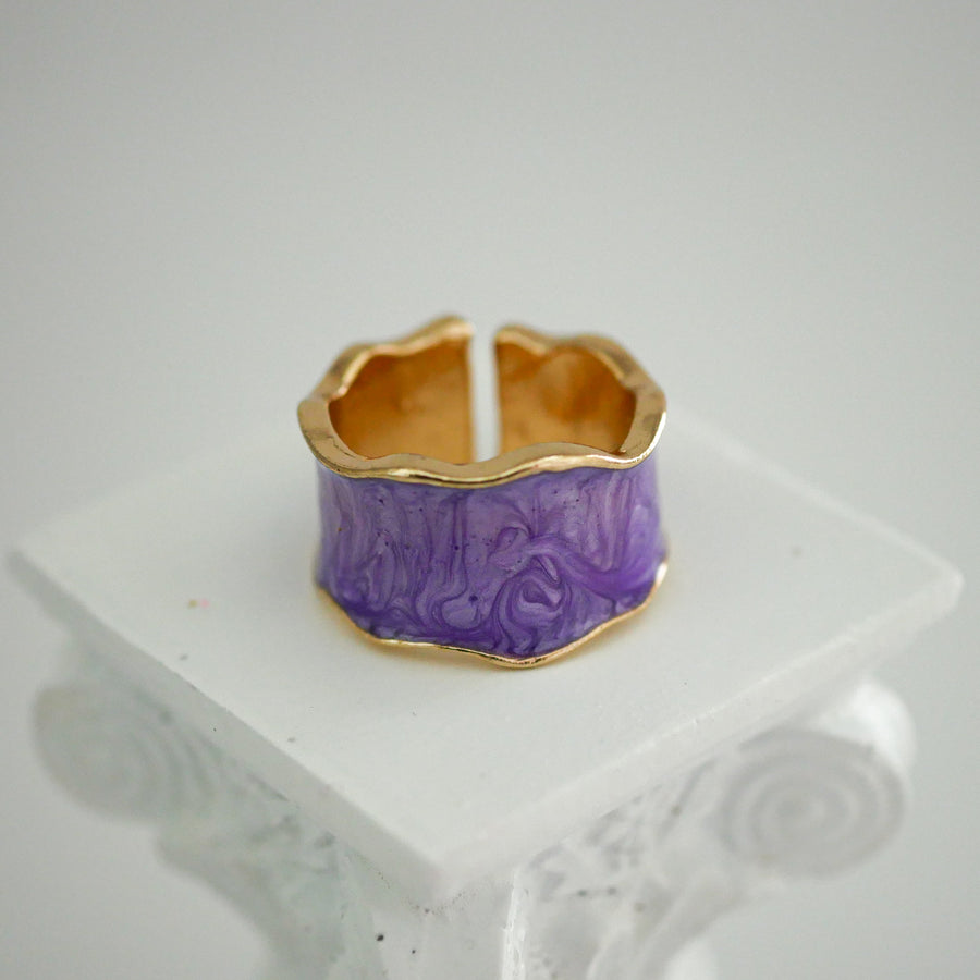 Jewerly Adjustable Finger Ring Gold & Purple