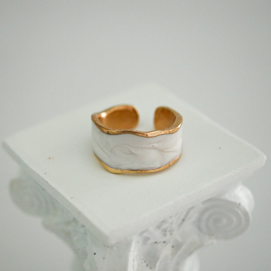 Jewerly Adjustable Finger Ring Gold&White