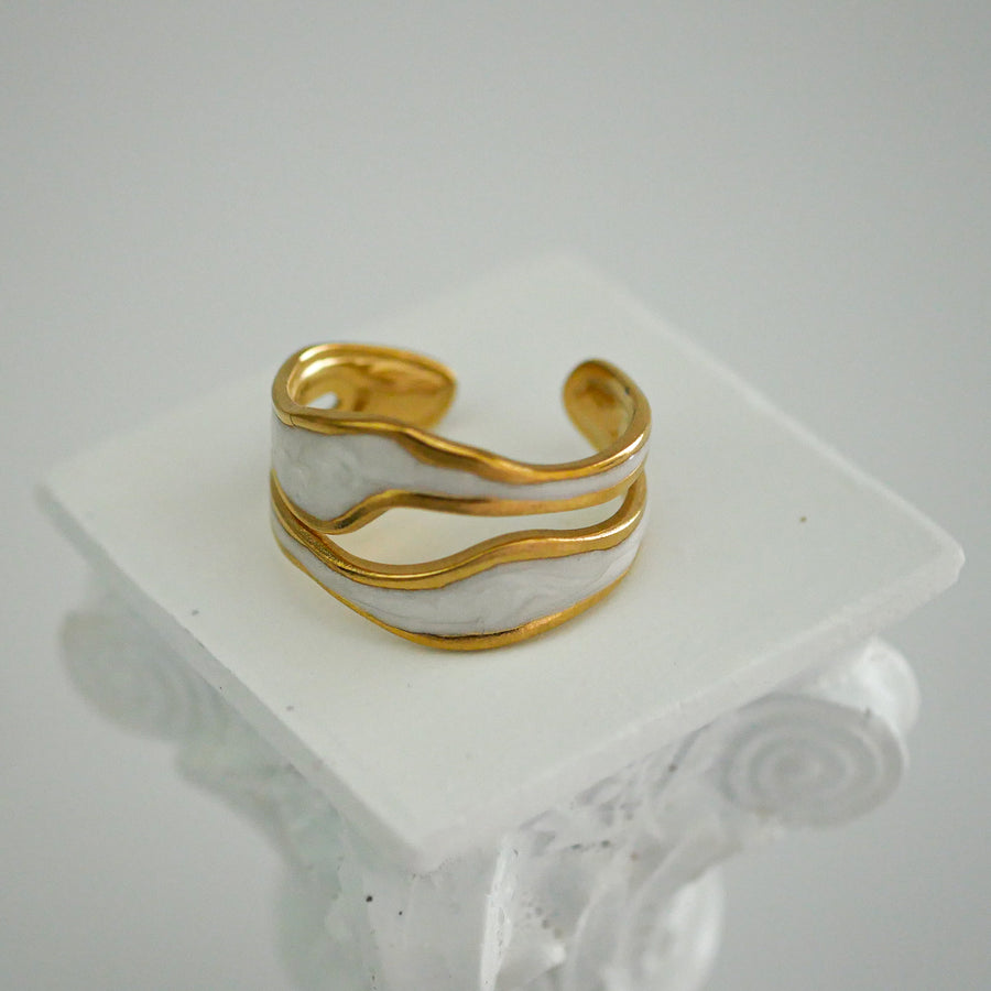 Jewerly Adjustable Finger Ring Gold & White