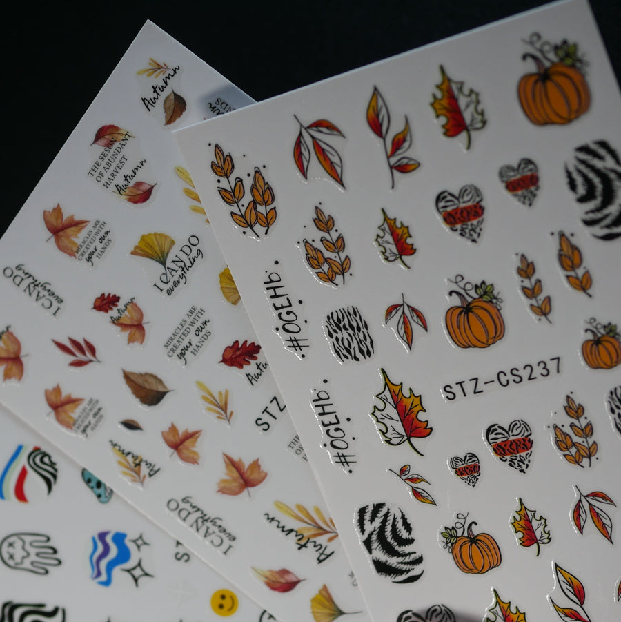 Nail Art Stickers Decals  Fall Leaves #2 3 sheets